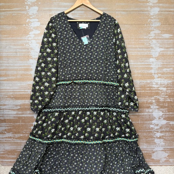 Anthropologie NWT Karoline Tiered Midi Dress Preppy Boho Western Plus Womens 22W - Picture 2 of 8